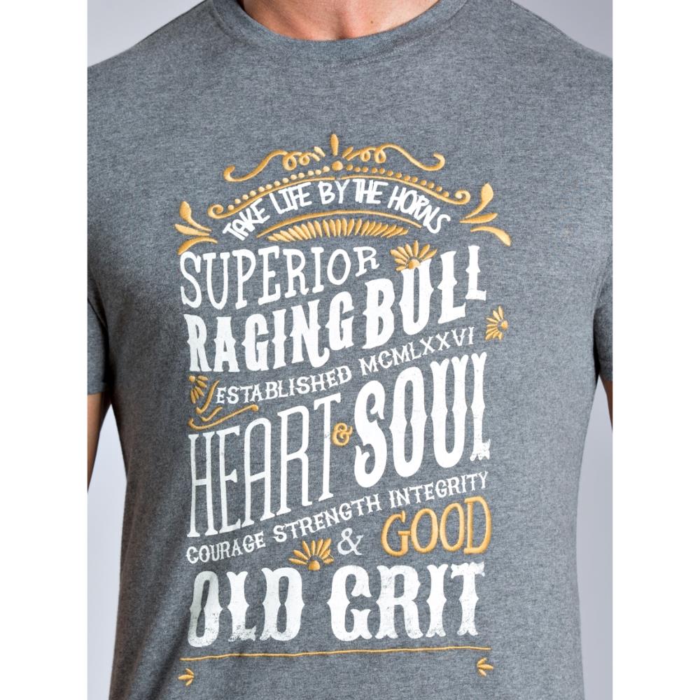 RAGING BULL HEART AND SOUL TEE SHIRT MARL GREY - 6XL CLEARANCE