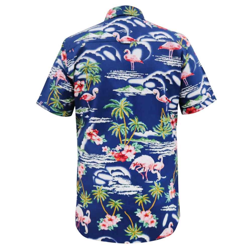 D555 DURHAM FLAMINGO PRINT HAWAIIAN COTTON SHIRT