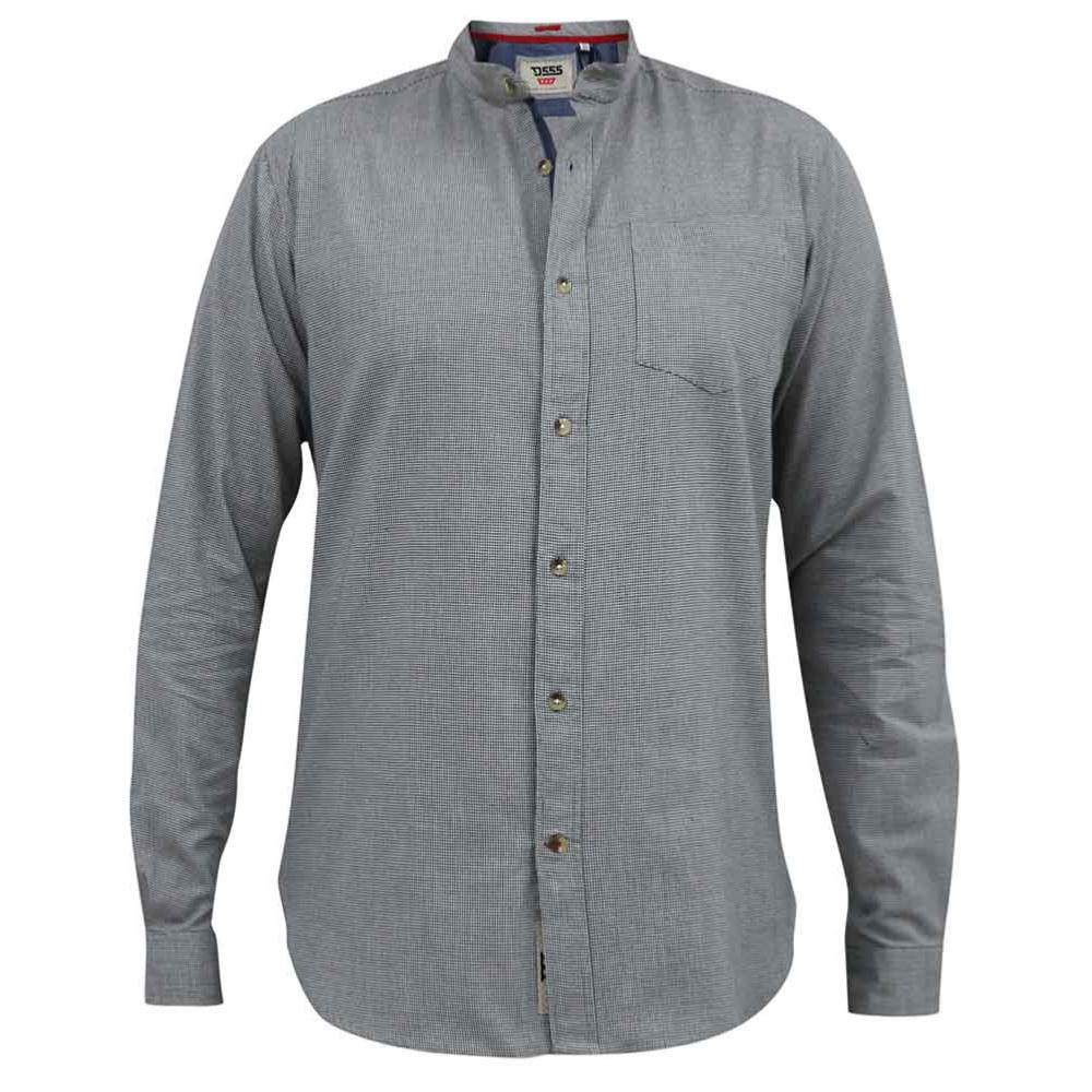 D555 JERRY LONG SLEEVE GRANDAD SHIRT WITH MICRO DOG TOOTH CHECK