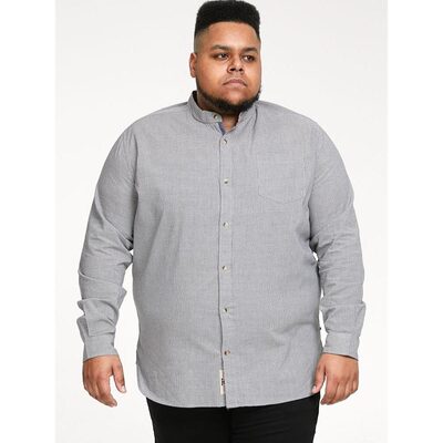 D555 JERRY LONG SLEEVE GRANDAD SHIRT WITH MICRO DOG TOOTH CHECK