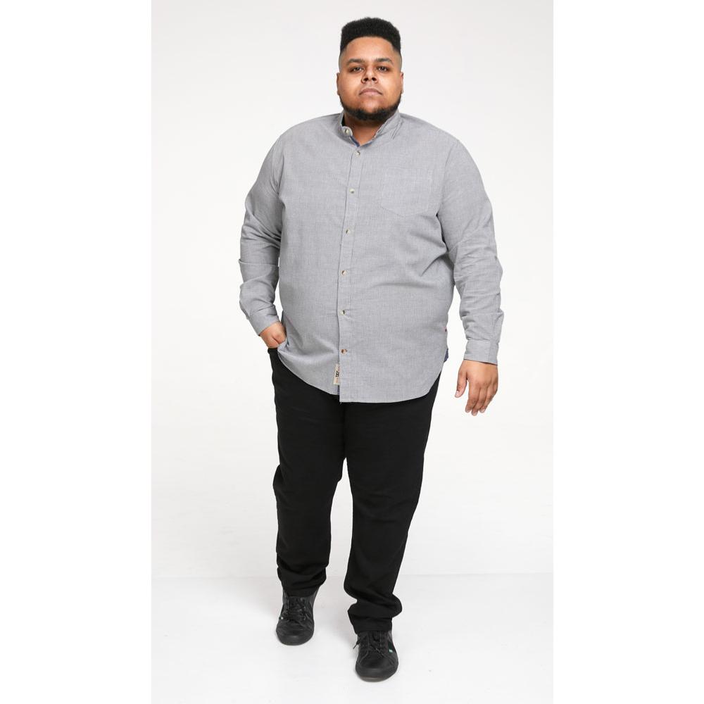 D555 JERRY LONG SLEEVE GRANDAD SHIRT WITH MICRO DOG TOOTH CHECK