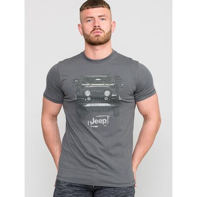 D555 SOMERTON OFFICIAL LICENSED JEEP PRINT T-SHIRT KHAKI GREEN
