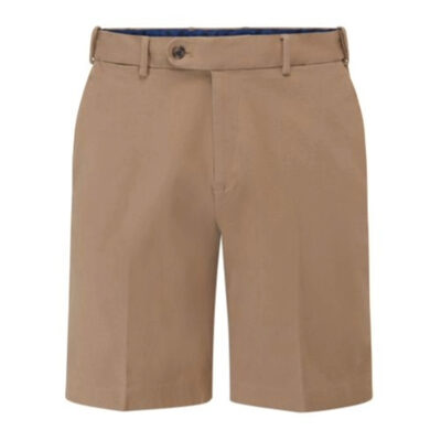 SKOPES Mens Peach Cotton Chin Shorts with Comfort Stretch Waist Biarritz Stone