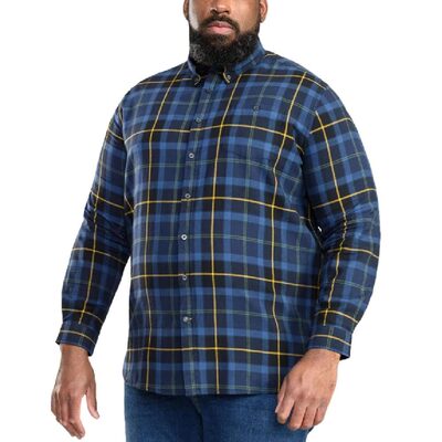 D555 HELSTON LONG SLEEVE FLANNEL CHECK SHIRT WITH CHEST POCKET NAVY
