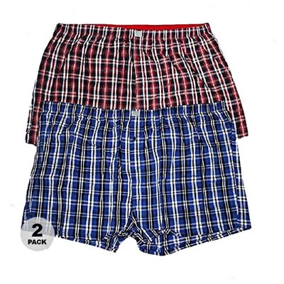 D555 Mens Plaid Woven Kingsize Boxer Shorts Pack of 2
