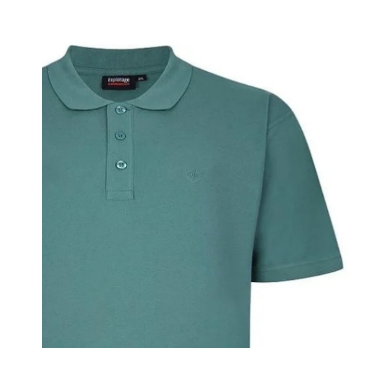 ESPIONAGE Natural Cotton Plain Pique Polo Shirt Mid Green PO74