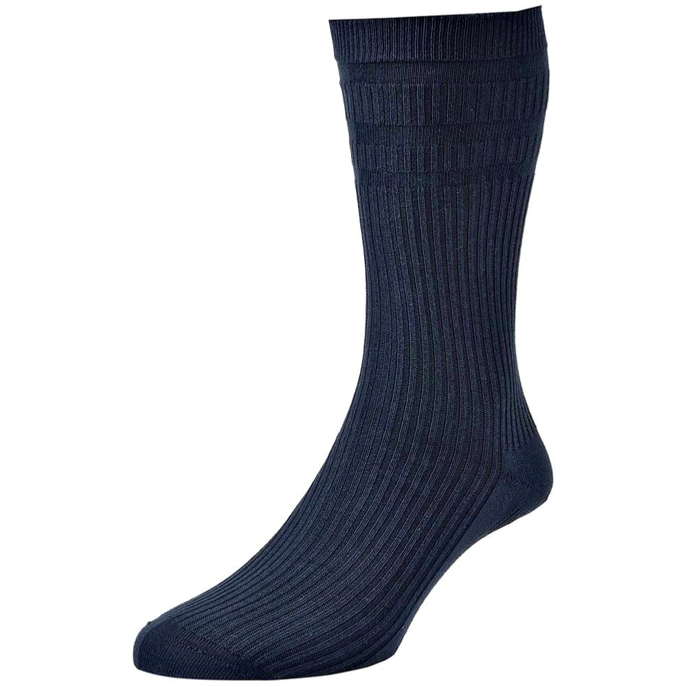 HJ HALL Large Mens Soft Top Cotton Socks Navy HJ91