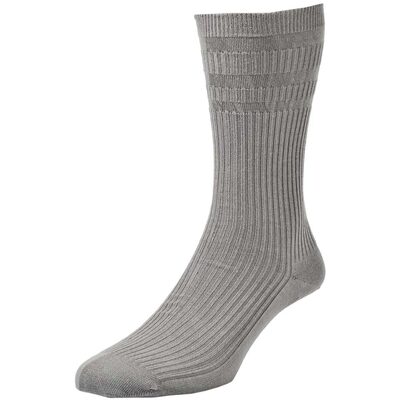 HJ HALL Large Mens Soft Top Cotton Socks Grey HJ91