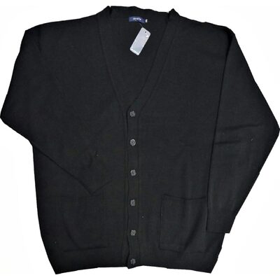 INVICTA BIG MENS CLASSIC BUTTON THROUGH CARDIGAN BLACK