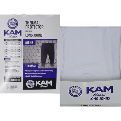 KAM KING SIZE THERMAL LONG JOHNS BLACK