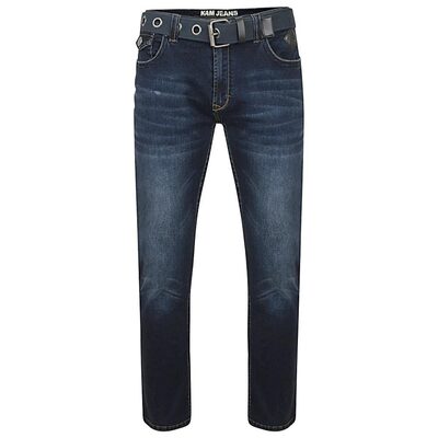 KAM BIG MENS MOONLIGHT WASH STRETCH JEANS WITH CANVAS BELT GARCIA