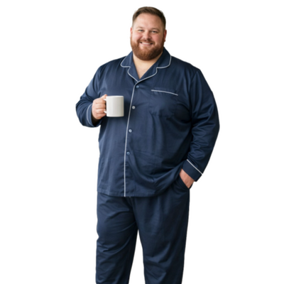 Add this item to a confident, stylish fat white man with a warm smile. The shirt design is clear. The man is standing casually in an cool urban setting with soft natural lighting, looking comfortable and cool. The overall vibe is modern, laid-back, a