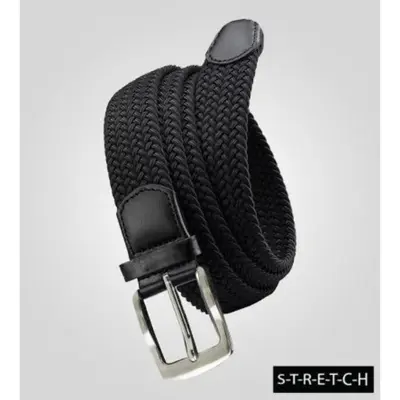D555 SIMON Big Mans Stretch Braided Belt BLACK