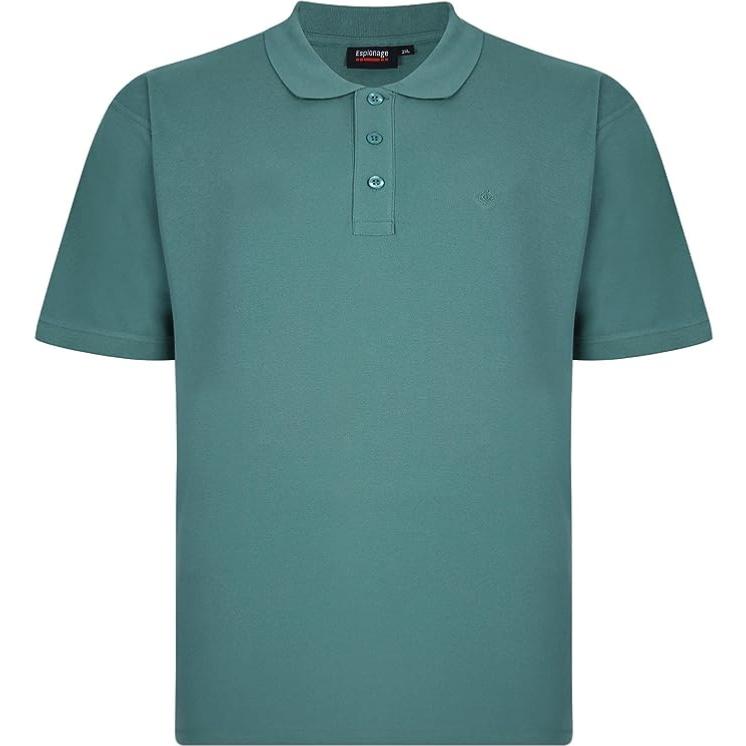 ESPIONAGE Natural Cotton Plain Pique Polo Shirt Mid Green PO74