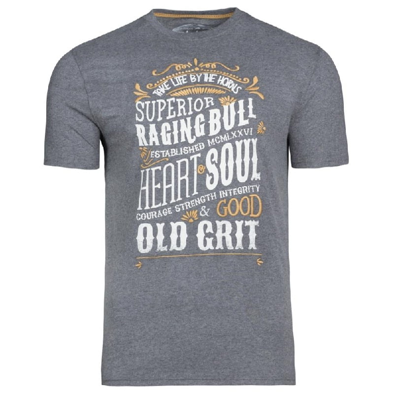 RAGING BULL HEART AND SOUL TEE SHIRT MARL GREY - 6XL CLEARANCE