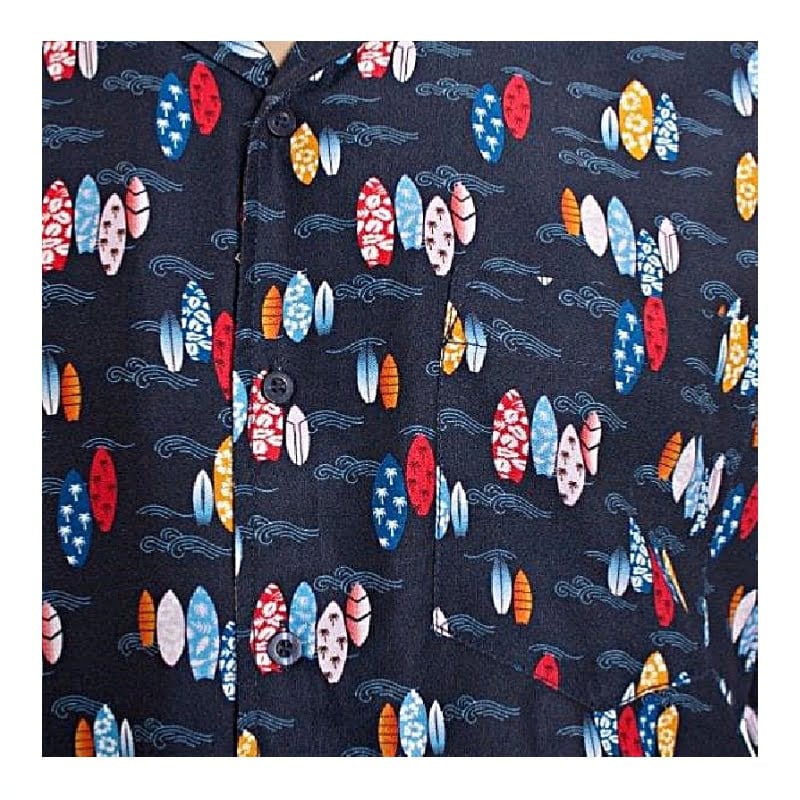 ESPIONAGE SURFBOARD ALL OVER PRINT SHIRT WITH REVERE COLLAR NAVY