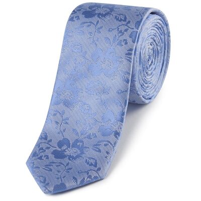 EXTRA LONG FLORAL TIE AND POCKET SQUARE SET BLUE