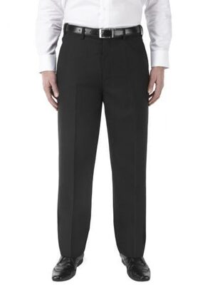 SKOPES WEXFORD FLAT FRONT WOOL BLEND TROUSER WITH ACTIVE FLEX COMFORT WAISTBAND BLACK