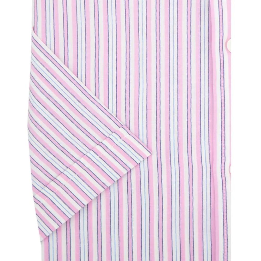 DOUBLE TWO LIFESTYLE MULTI-STRIPED SHORT SLEEVE SHIRT PINK - 5XL CLEARANCE
