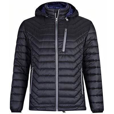 KAM HOODED PUFFER JACKET BLACK