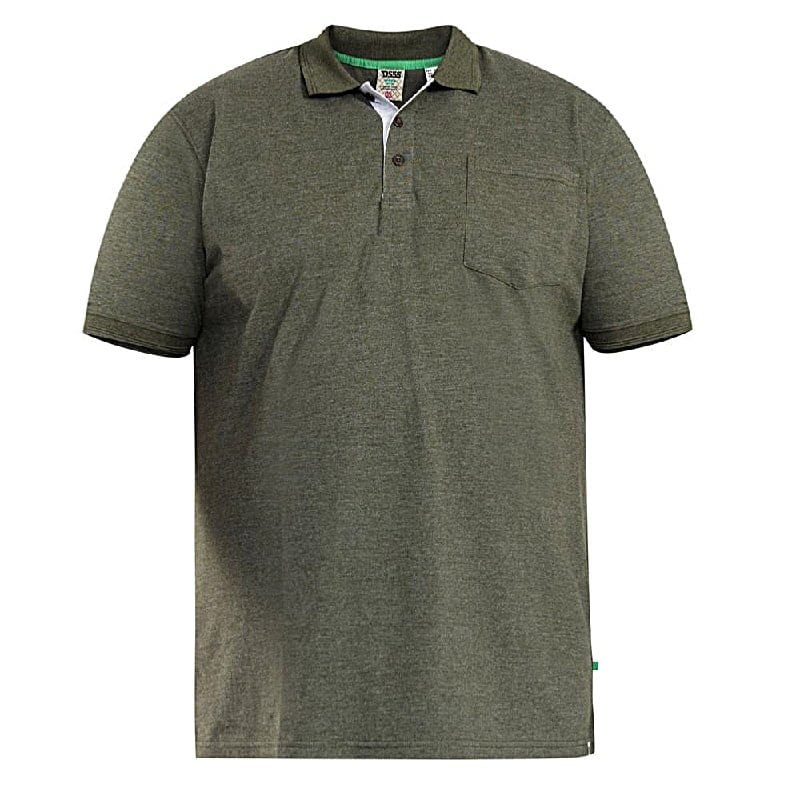 D555 GRANT KINGSIZE COTTON PIQUE POLO WITH POCKET KHAKI MARL
