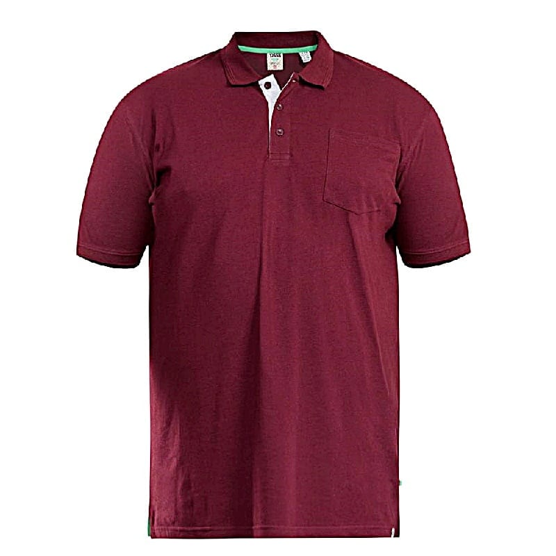 D555 GRANT KINGSIZE COTTON PIQUE POLO WITH POCKET MAROON