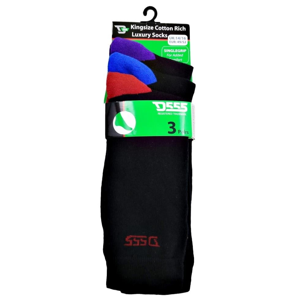 D555 PHOENIX Kingsize Cotton Rich Luxury Socks 3 Pairs Pack KS23112