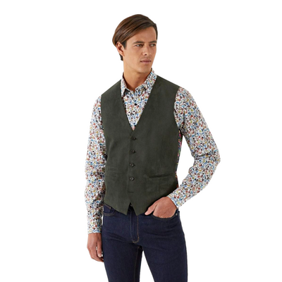 SKOPES CAMPLIN SUEDED WAISTCOAT OLIVE