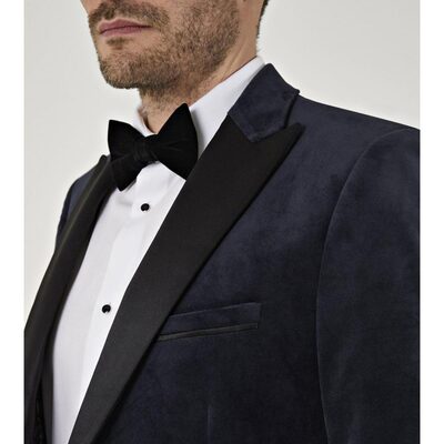 SKOPES JIVE VELVET JACKET WITH SATIN PEAK COLLAR NAVY