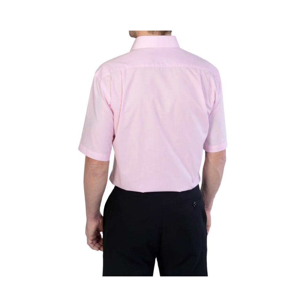DOUBLE TWO NON-IRON COTTON RICH SHORT SLEEVE SHIRT PINK