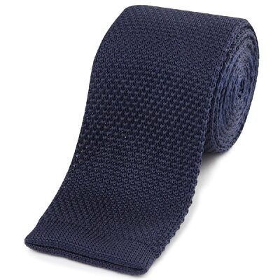 SKOPES EXTRA LONG KNITTED TIE AND POCKET SQUARE SET NAVY