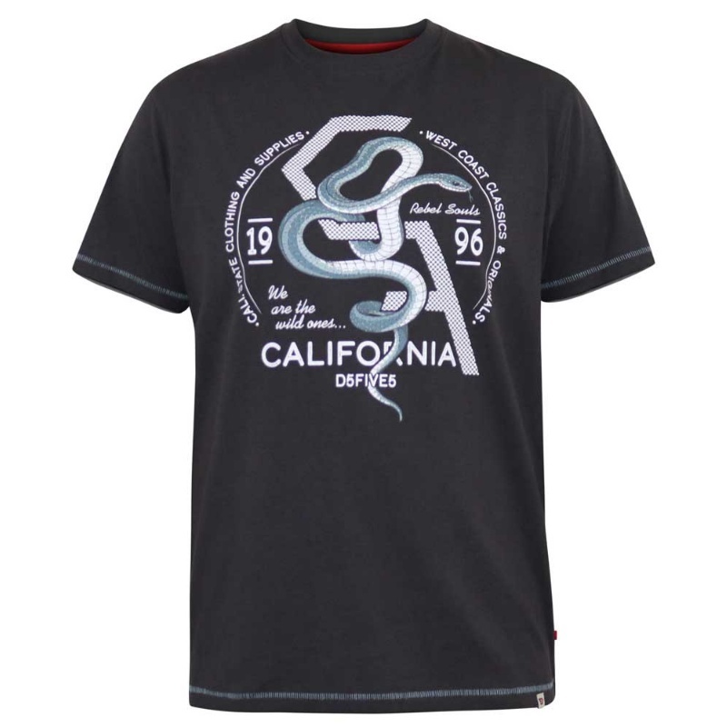 D555 Cortex Big Mans California Snake Print Tee Black