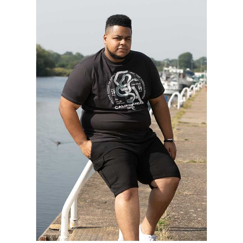 D555 Cortex Big Mans California Snake Print Tee Black