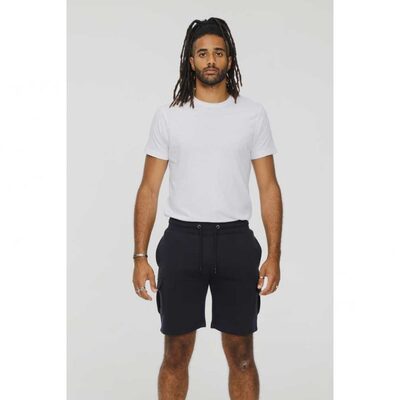 D555 CYRUS ELASTICATED WAIST FLEECE JOG CARGO SHORTS BLACK