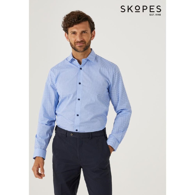 SKOPES TAILORED FIT FORMAL SHIRT BLUE FLORAL