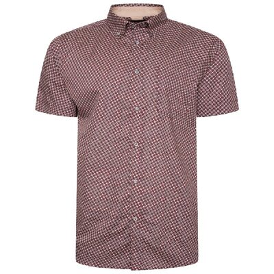KAM ALL OVER GEO PRINT SHORT SLEEVE SHIRT BURGUNDY
