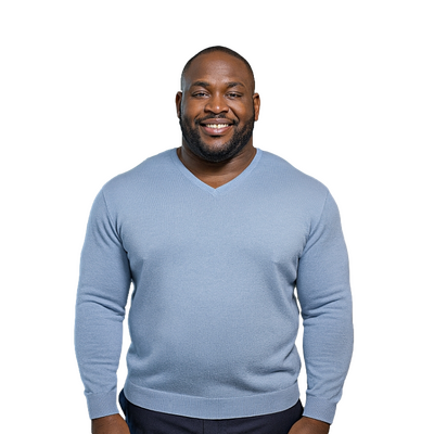 ESPIONAGE V-Neck Knitted Cotton Jumper LIGHT BLUE KW031