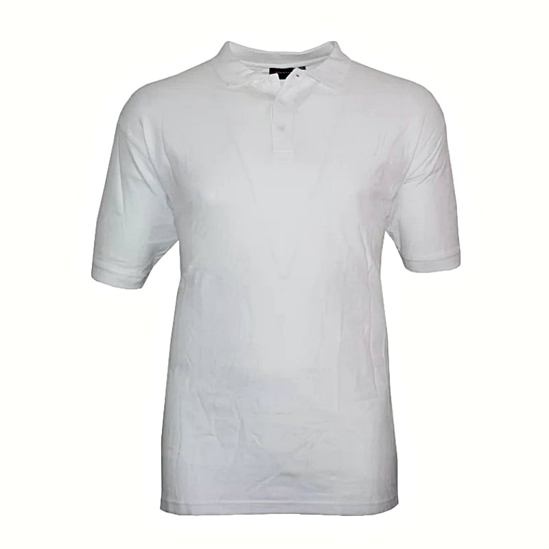ESPIONAGE Natural Cotton Plain Pique Polo Shirt White PO74