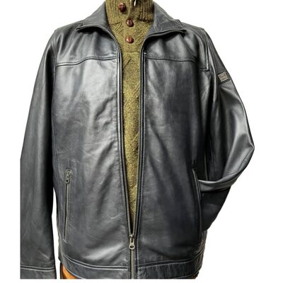 REDPOINT Big Mans Genuine Leather Jacket Matteo Black