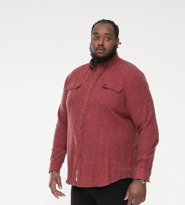 D555 TOBIAS LONG SLEEVE TEXTURED OVERSHIRT WITH TWIN CHEST POCKETS RUST