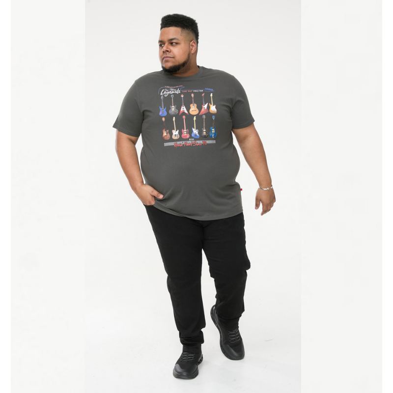 D555 JAIDEN LEGENDS GUITAR PRINT CREW NECK TEE SHIRT