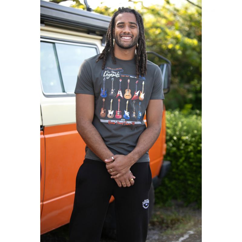 D555 JAIDEN LEGENDS GUITAR PRINT CREW NECK TEE SHIRT