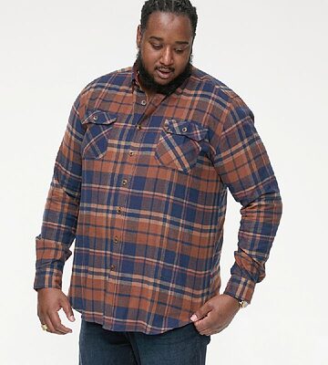 D555 SHERLOCK Long Sleeve Check Over Shirt with Twin Pockets