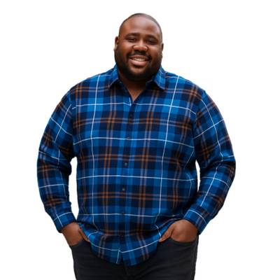 DG'S DRIFTER LONG SLEEVE CHECKED BRUSHED SHIRT GIOVANNI NAVY