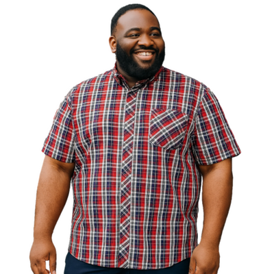 ESPIONAGE BIG MENS SHORT SLEEVE CHECK SHIRT SH422 RED