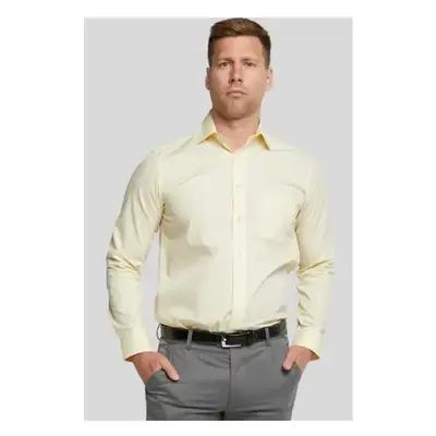 DOUBLE TWO NON-IRON COTTON RICH LONG SLEEVE SHIRT LEMON