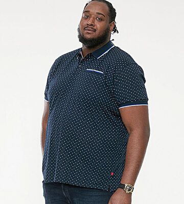 D555 Mens Oakley Big Jersey Polo with all Over Print Navy