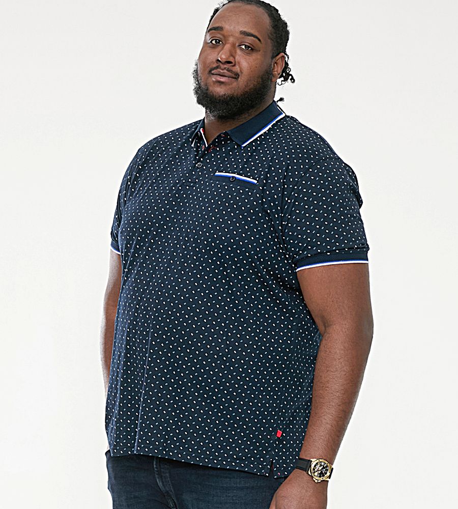 D555 Mens Oakley Big Jersey Polo with all Over Print Navy