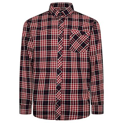 KAM BIG MANS LONG SLEEVE CASUAL CHECK SHIRT BURGUNDY KBS6301