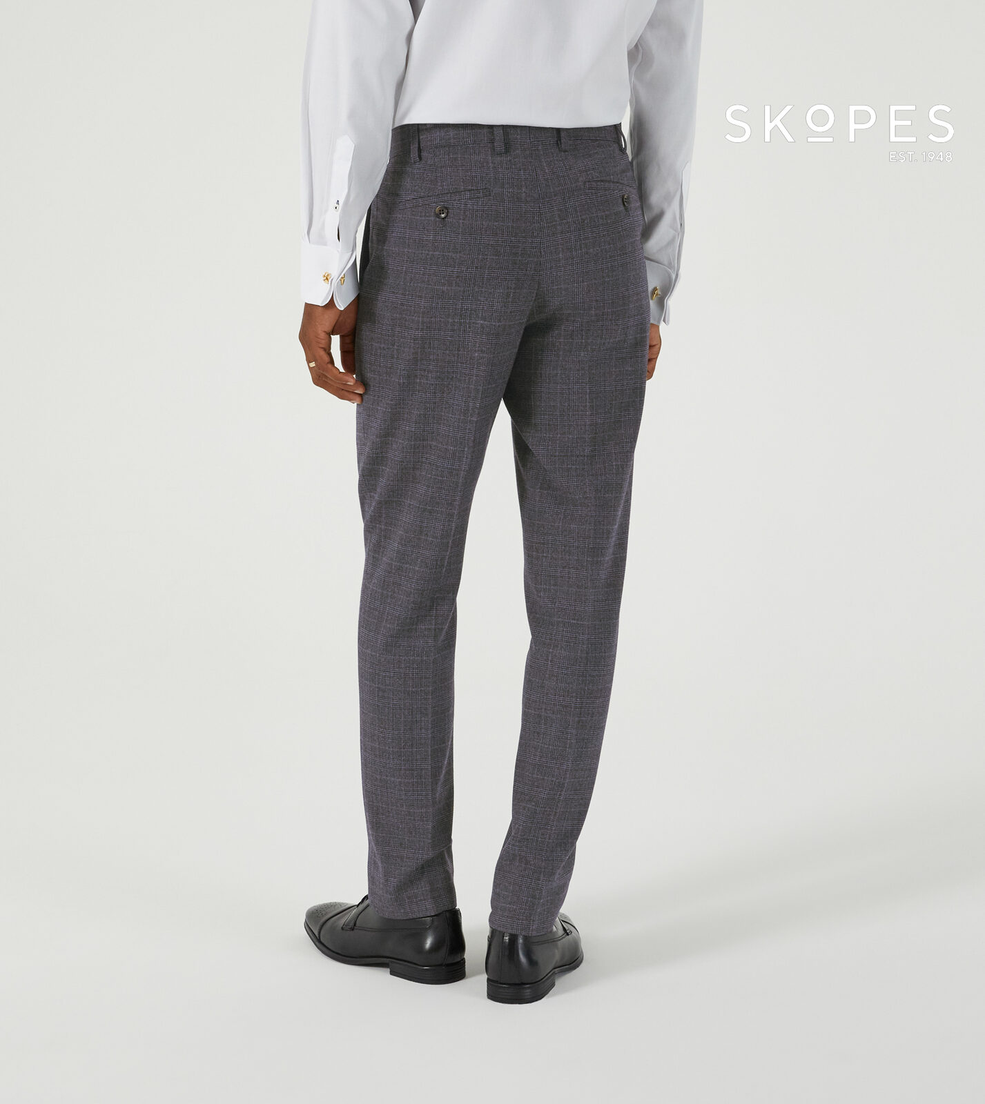 JACOB - SKOPES GREY CHECK SUIT TROUSERS
